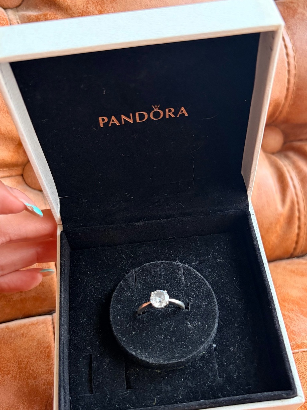 Pandora Silver Ring with Clear Stone size 5